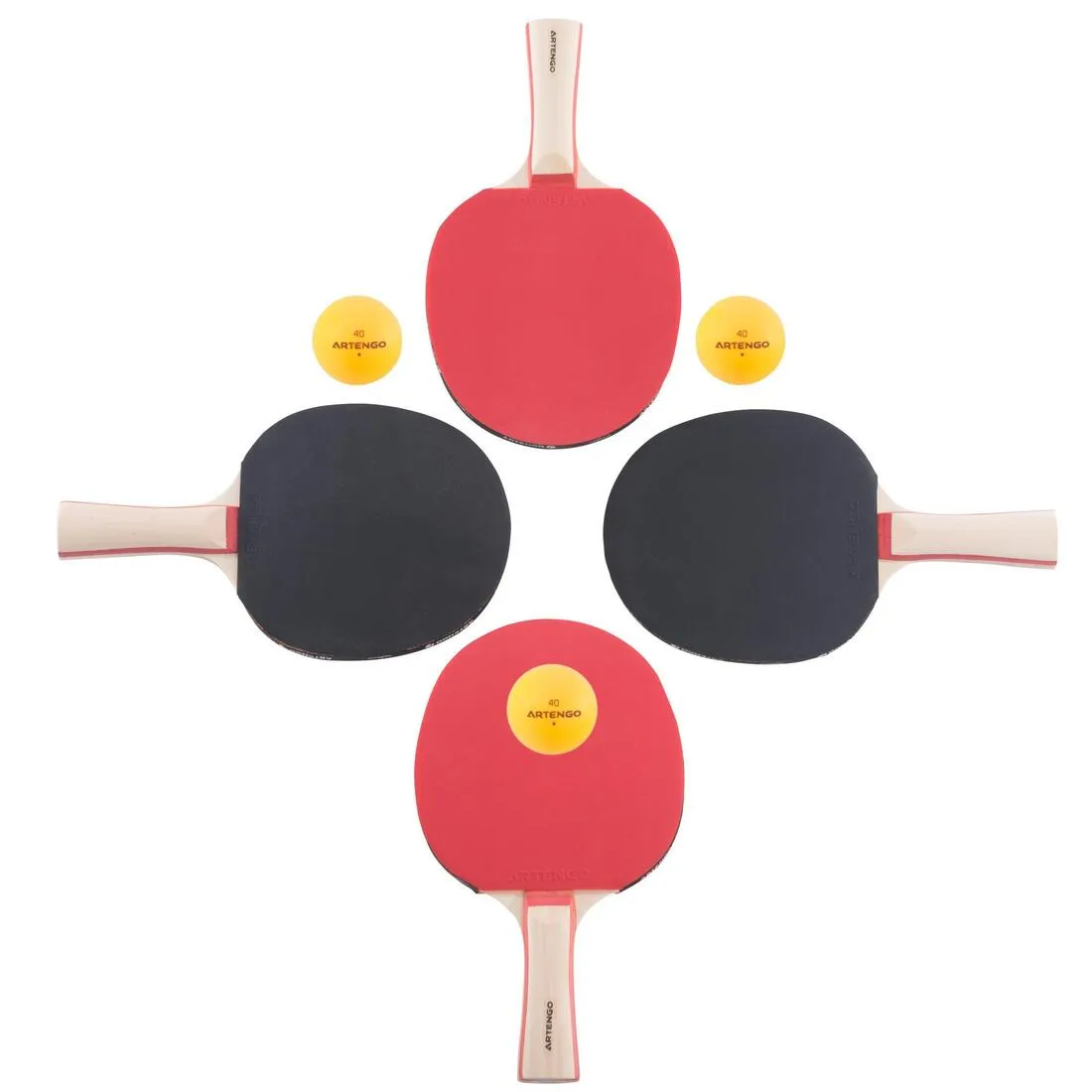 FR 130 2* Set of 4 Free Table Tennis Bats and 3 Balls