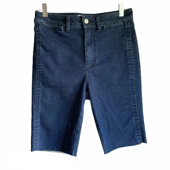 Free People So Chic Denim Biker Frayed Hem Shorts