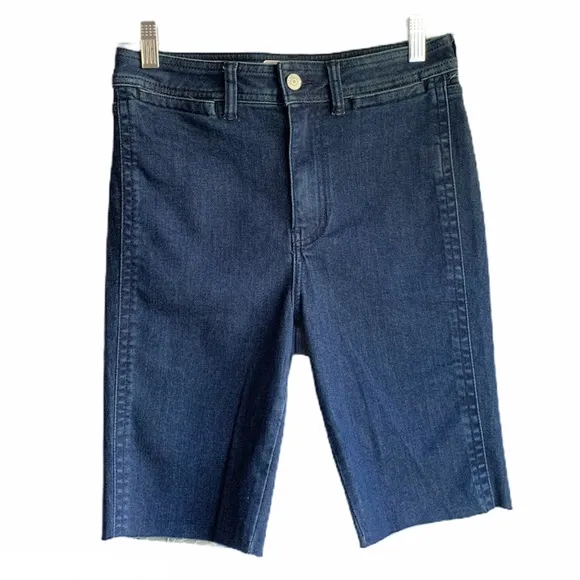 Free People So Chic Denim Biker Frayed Hem Shorts