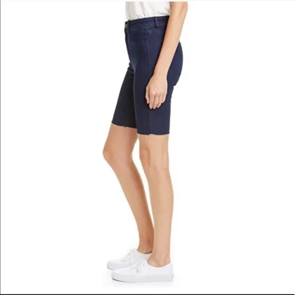 Free People So Chic Denim Biker Frayed Hem Shorts