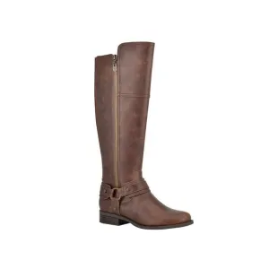 GBG LOS ANGELES Womens Brown Studded Round Toe Stacked Heel Zip-Up Boots 5.5
