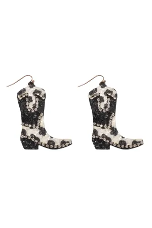GLITTER WESTERN BOOTS RHINESTONE DROP EARRINGS