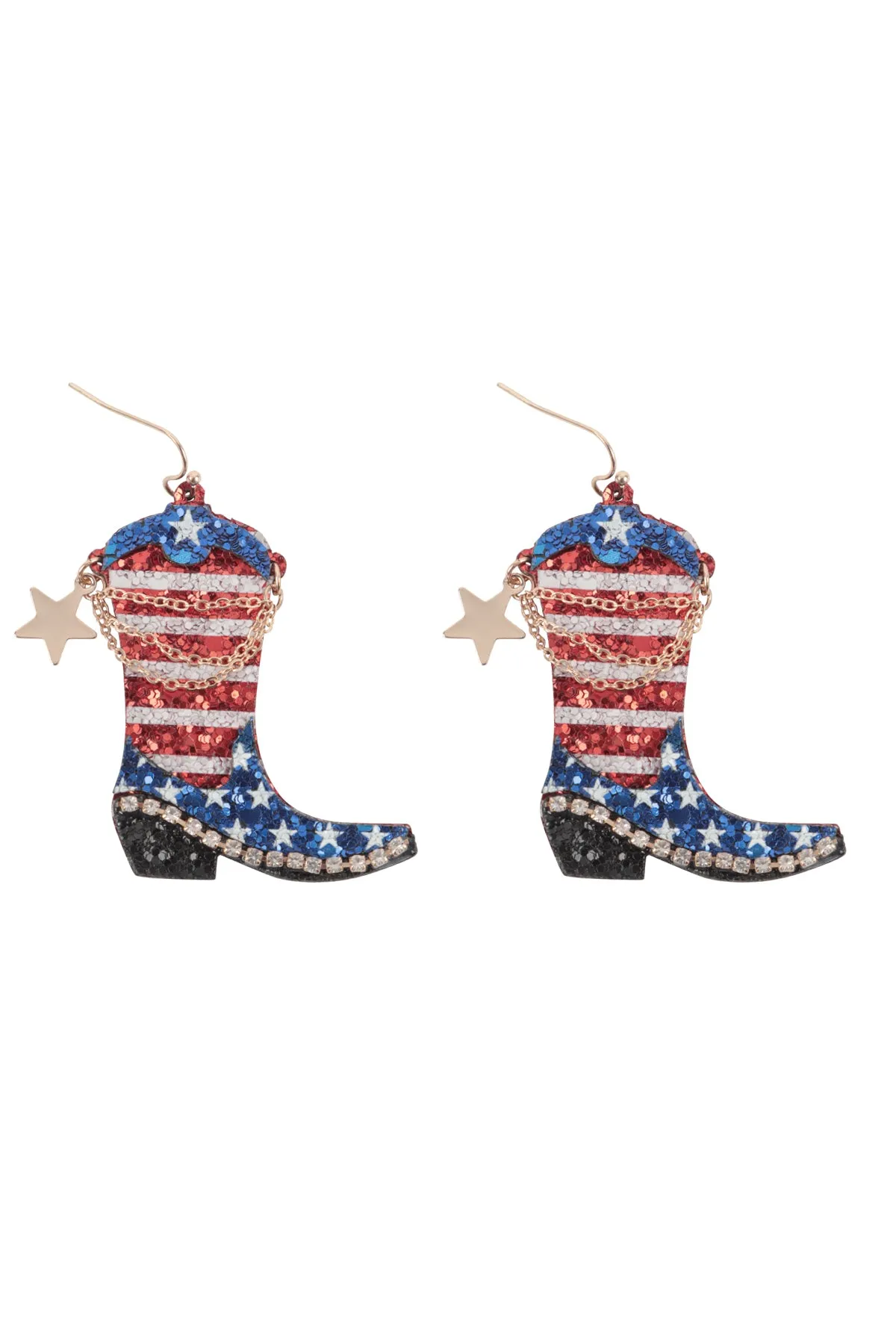 GLITTER WESTERN BOOTS RHINESTONE DROP EARRINGS