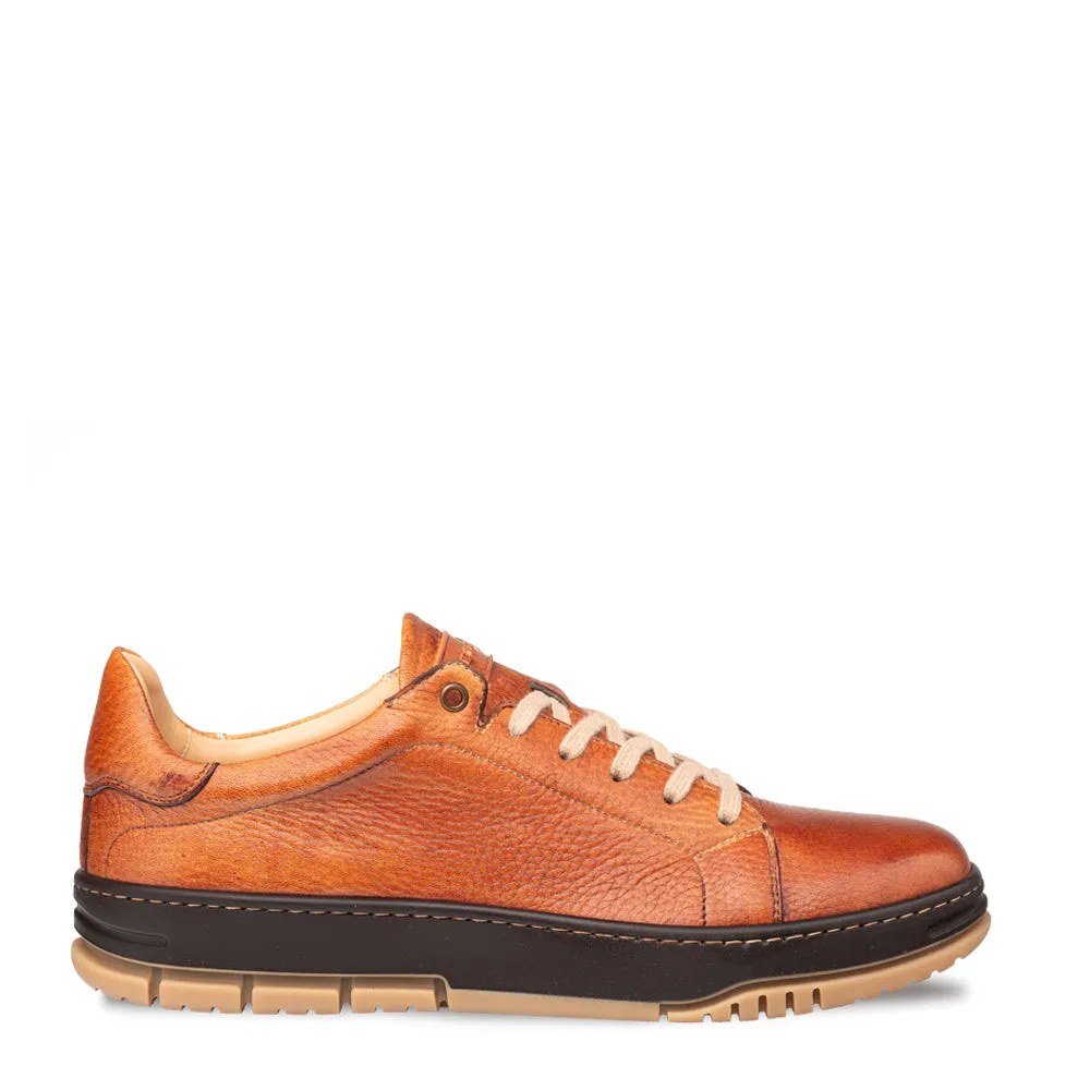 Grazia Deerskin Street Sneakers Dark Cognac By Mezlan Made In Spain Brand