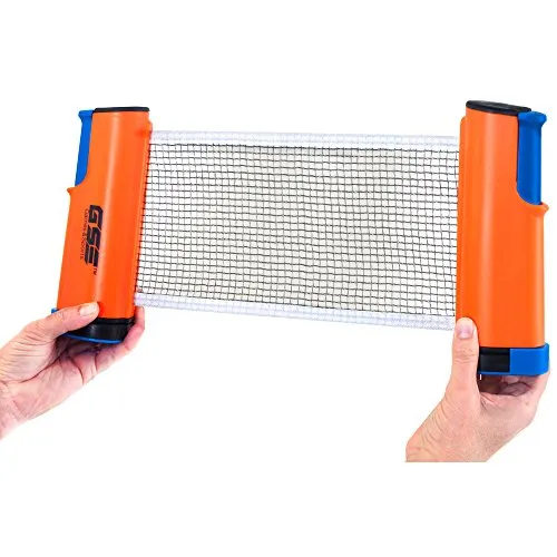 GSE Games & Sports Expert Anywhere Portable Ping Pong Table Tennis Set to Go - Includes Retractable Net & Post, 2 Paddles & 3 Ping Pong Balls (4 Colors) (Orange)