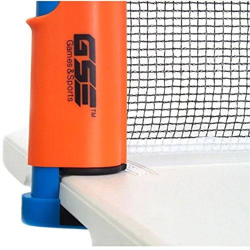 GSE Games & Sports Expert Anywhere Portable Ping Pong Table Tennis Set to Go - Includes Retractable Net & Post, 2 Paddles & 3 Ping Pong Balls (4 Colors) (Orange)