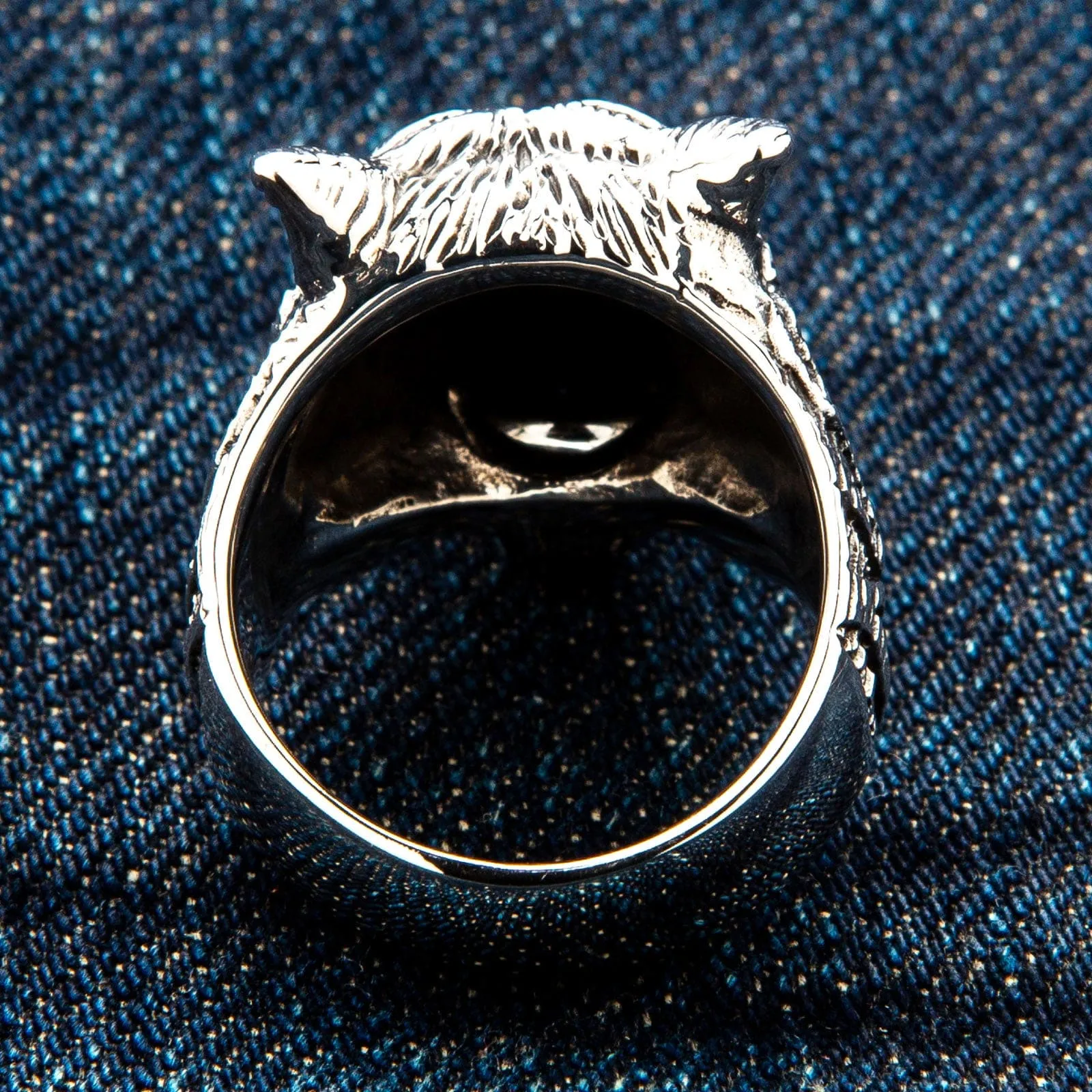 Guardian Tiger Head Sterling Silver Biker Ring