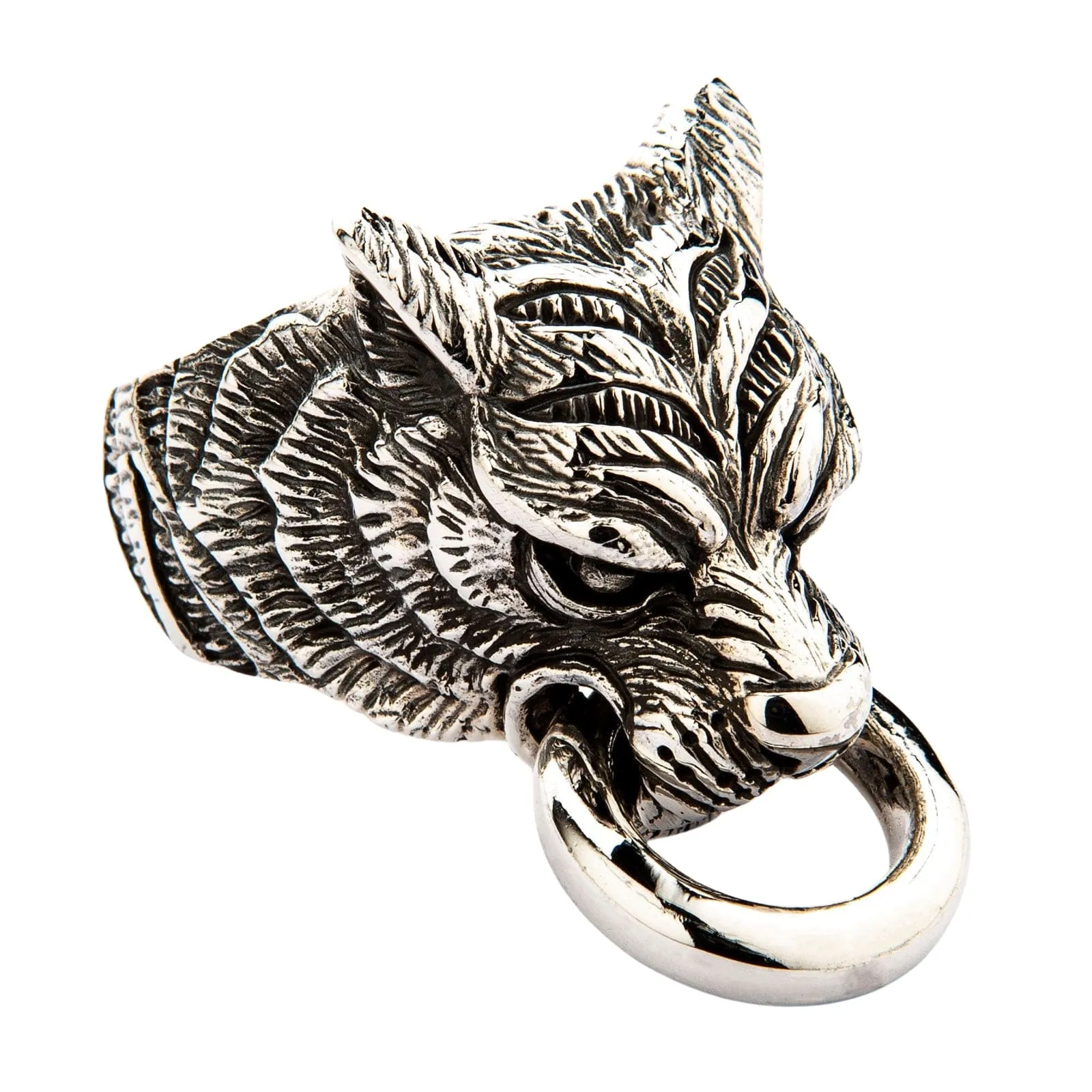 Guardian Tiger Head Sterling Silver Biker Ring
