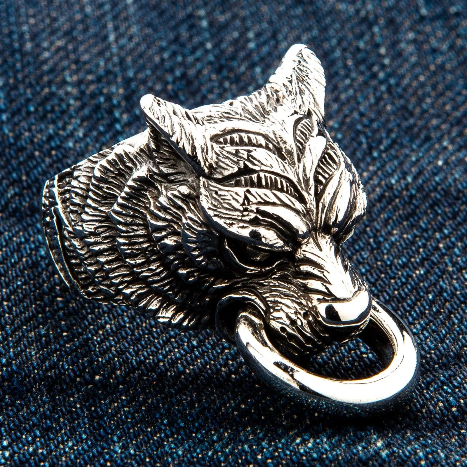 Guardian Tiger Head Sterling Silver Biker Ring