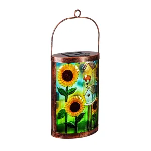 Handpainted Solar Glass Lantern, Cottage Bird House,2sp7121ecm