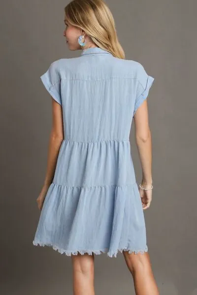 Hazel Blues® |  Umgee Frayed Hemline Button Down Shirt Dress