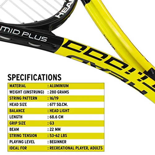 HEAD Titanium 1000 Tennis Racquet, Black/Yellow