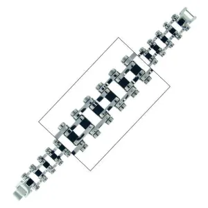 Heavy Duty Stainless Steel Biker Bracelet w/ Black Rubber Connectors