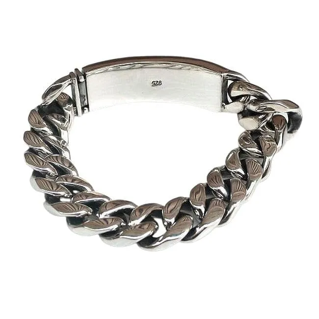 Heavy ID Sterling Silver Mens Biker Bracelet