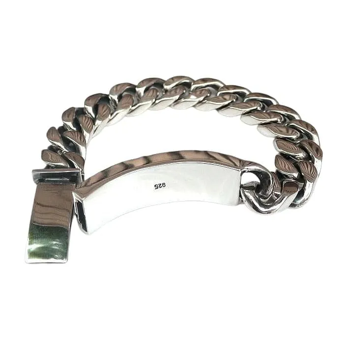 Heavy ID Sterling Silver Mens Biker Bracelet