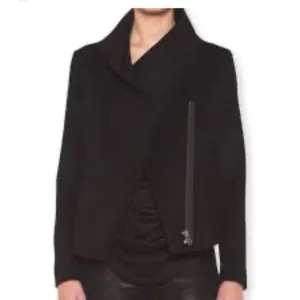 Helmet Lang Side Zip Virgin Wool Jacket Coat Small Black Moto Biker Cropped