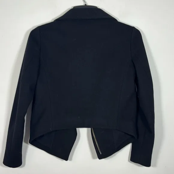 Helmet Lang Side Zip Virgin Wool Jacket Coat Small Black Moto Biker Cropped
