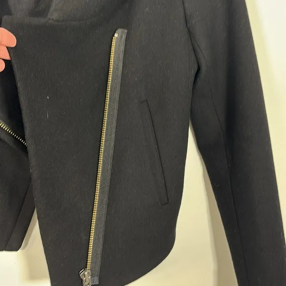 Helmet Lang Side Zip Virgin Wool Jacket Coat Small Black Moto Biker Cropped