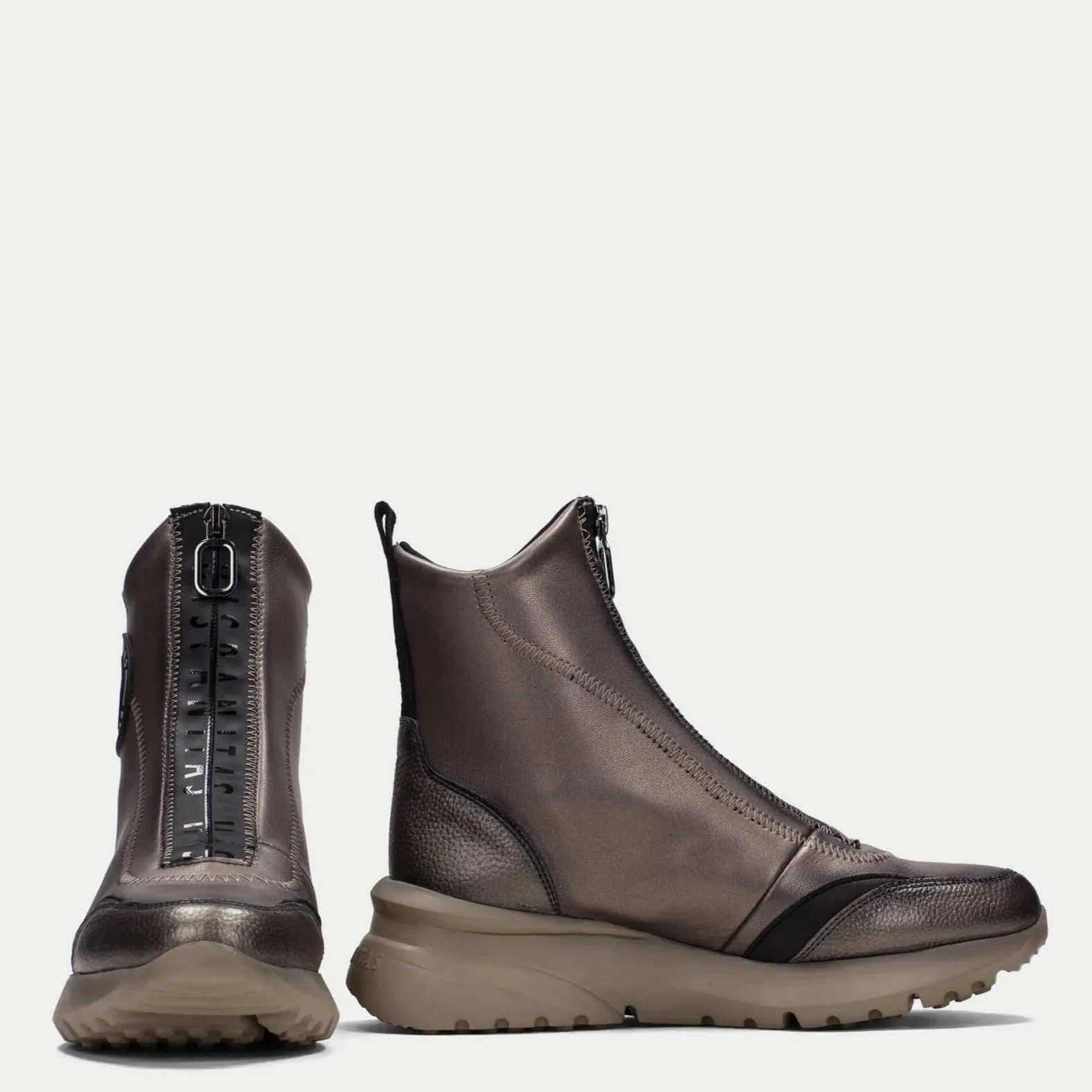 Hispanitas Pewter Front Zip Sneaker Boots