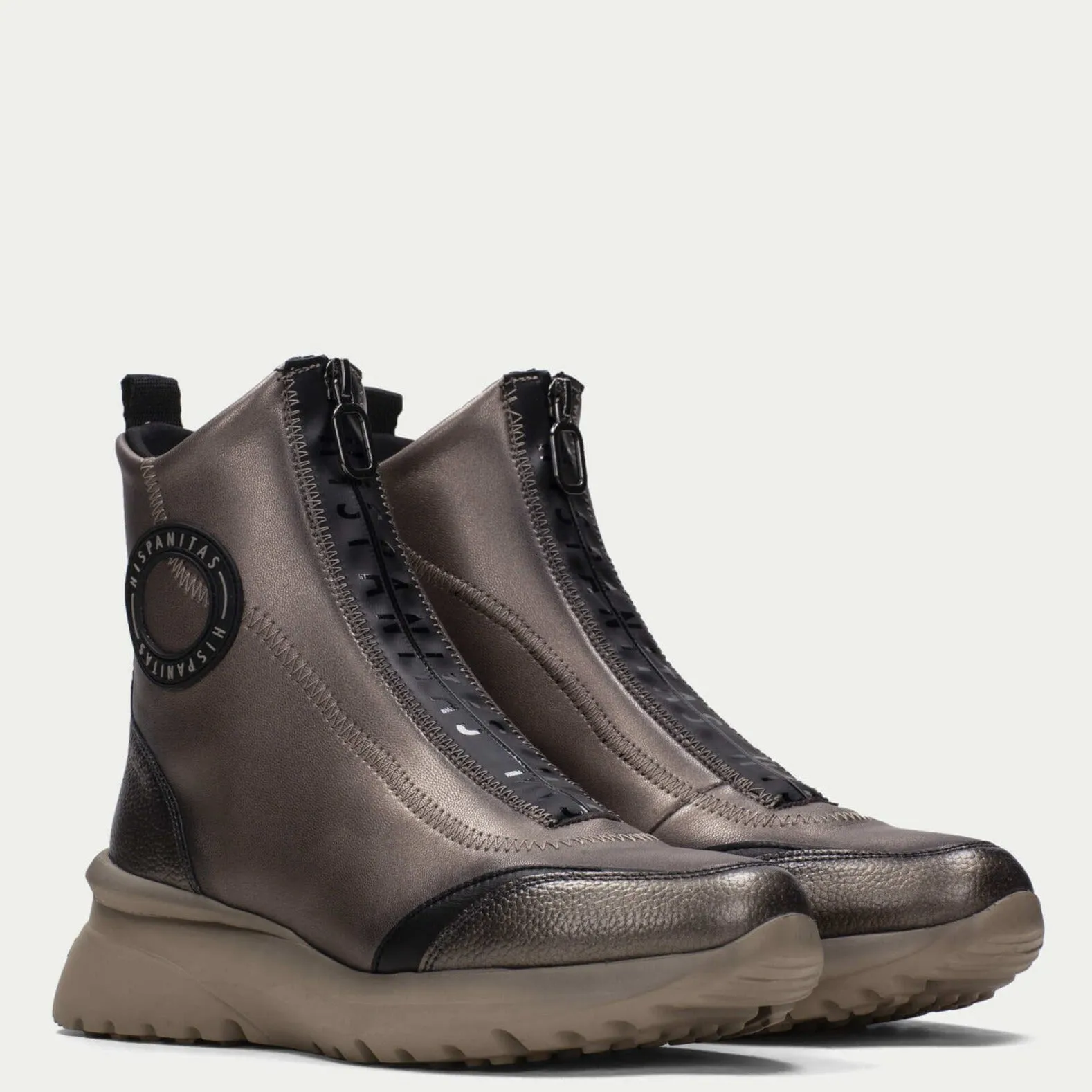 Hispanitas Pewter Front Zip Sneaker Boots