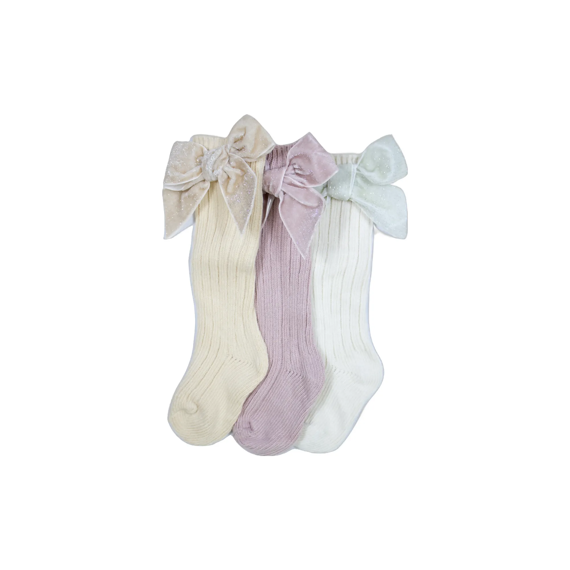 Holiday Velvet Bow High Knee Socks