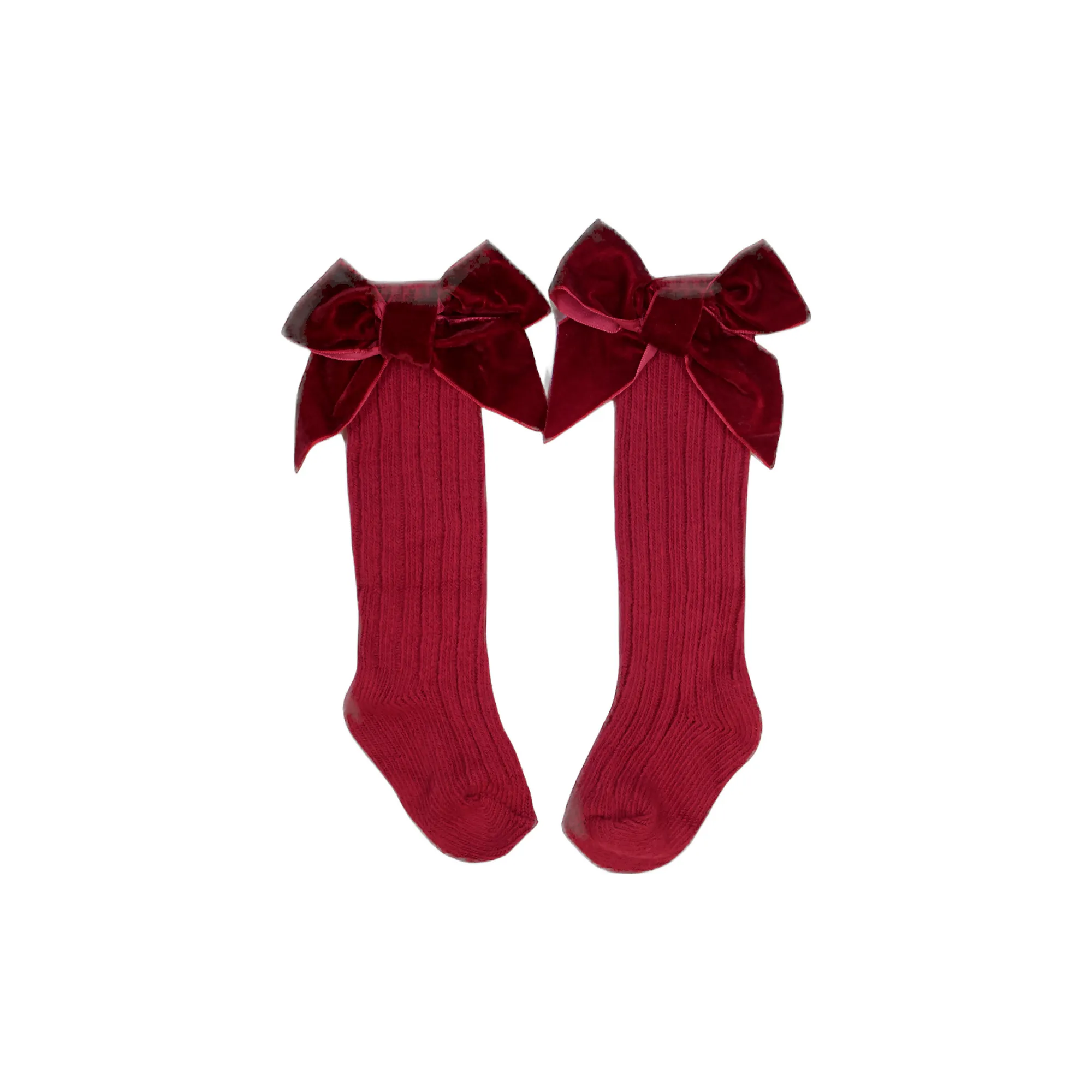 Holiday Velvet Bow High Knee Socks