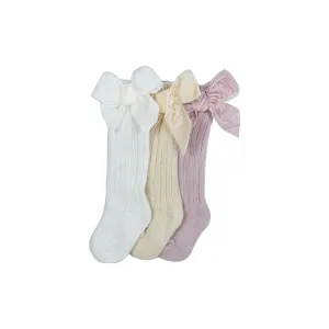 Holiday Velvet Bow High Knee Socks