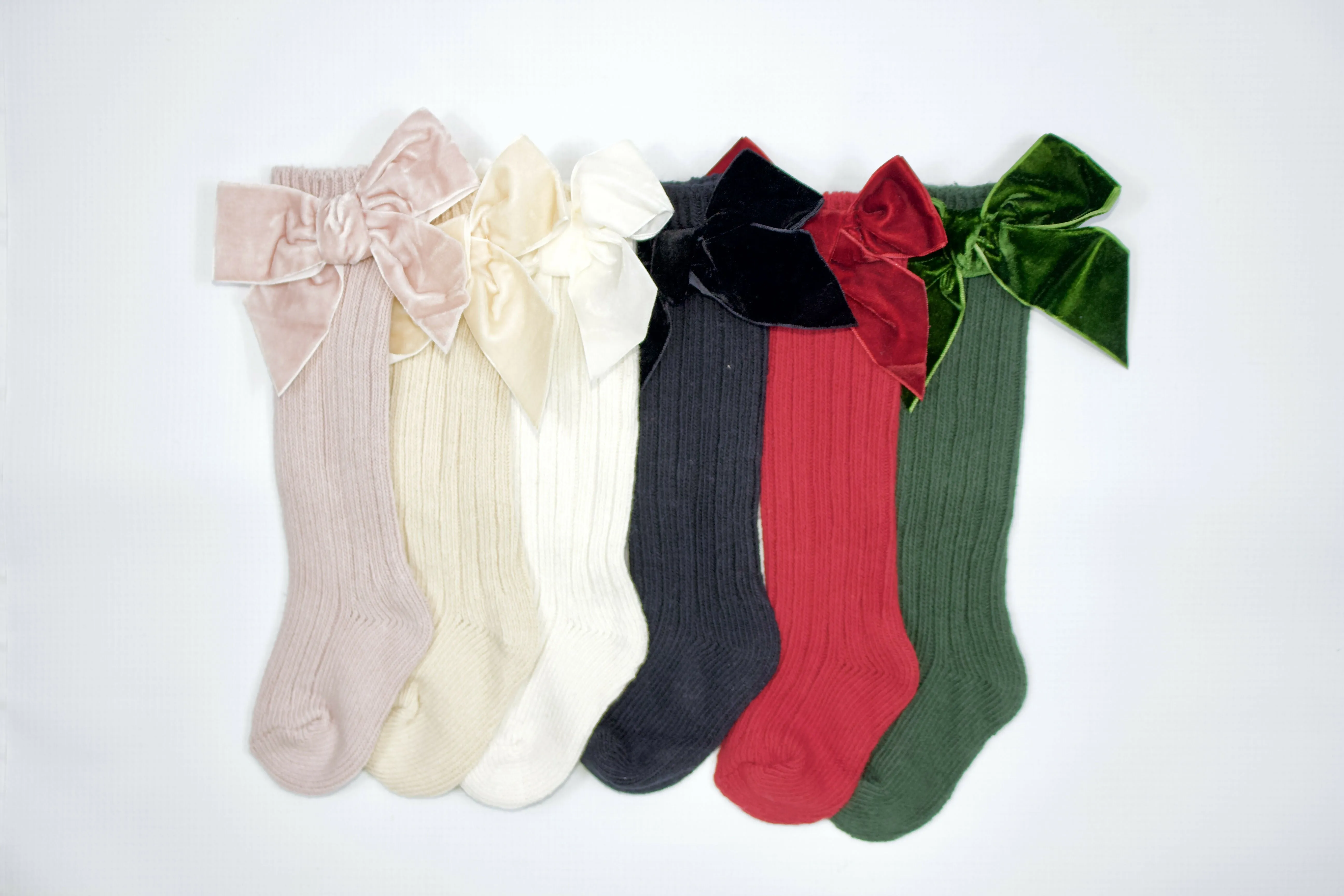 Holiday Velvet Bow High Knee Socks