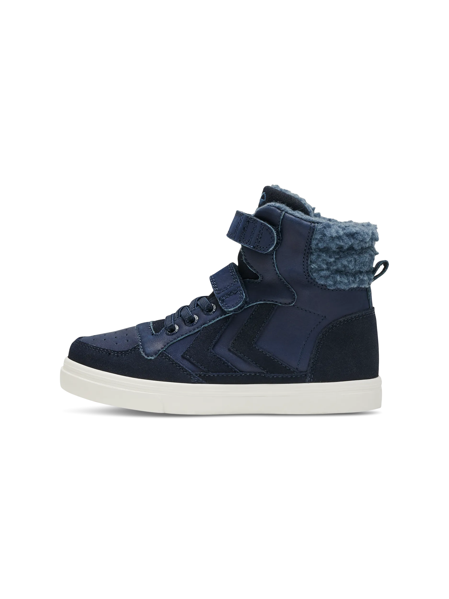 Hummel Stadil Winter Blue Leather Junior High top Trainers