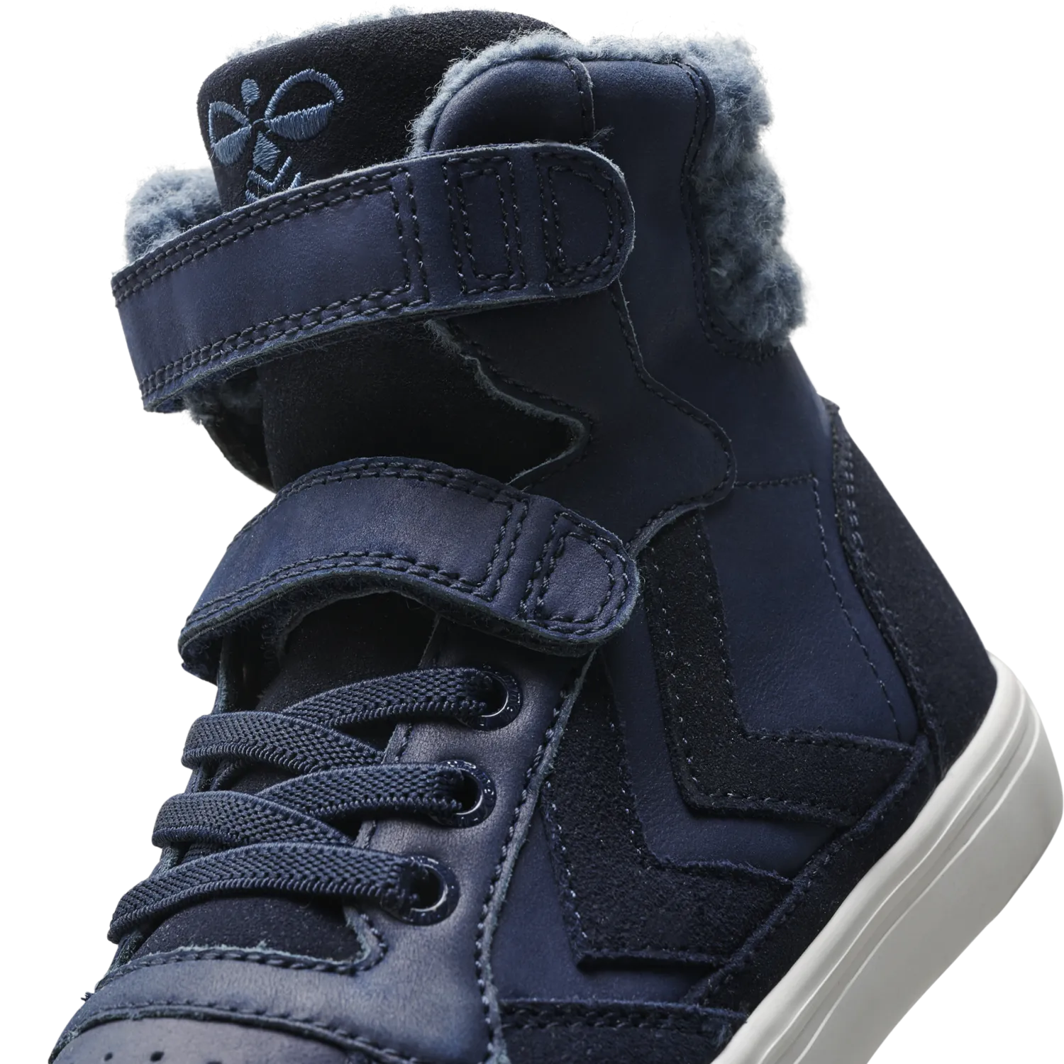 Hummel Stadil Winter Blue Leather Junior High top Trainers
