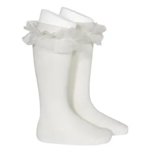 Ivory Tulle Knee High Socks
