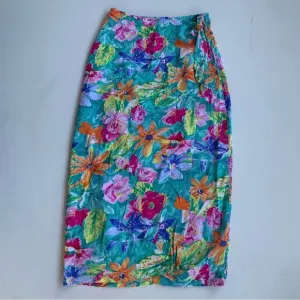 Jams World Tiger Lily Hawaiian Floral True Wrap Skirt Sz Small Adjustable Rayon