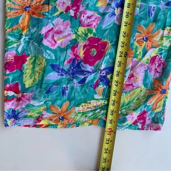 Jams World Tiger Lily Hawaiian Floral True Wrap Skirt Sz Small Adjustable Rayon