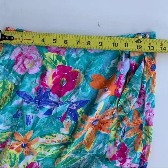 Jams World Tiger Lily Hawaiian Floral True Wrap Skirt Sz Small Adjustable Rayon