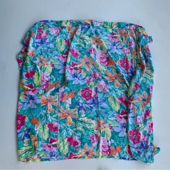 Jams World Tiger Lily Hawaiian Floral True Wrap Skirt Sz Small Adjustable Rayon