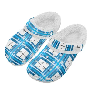 ✨'Jura Sky' Happy Tartan® Adult Clogs With White Fleece Fur Lining✨