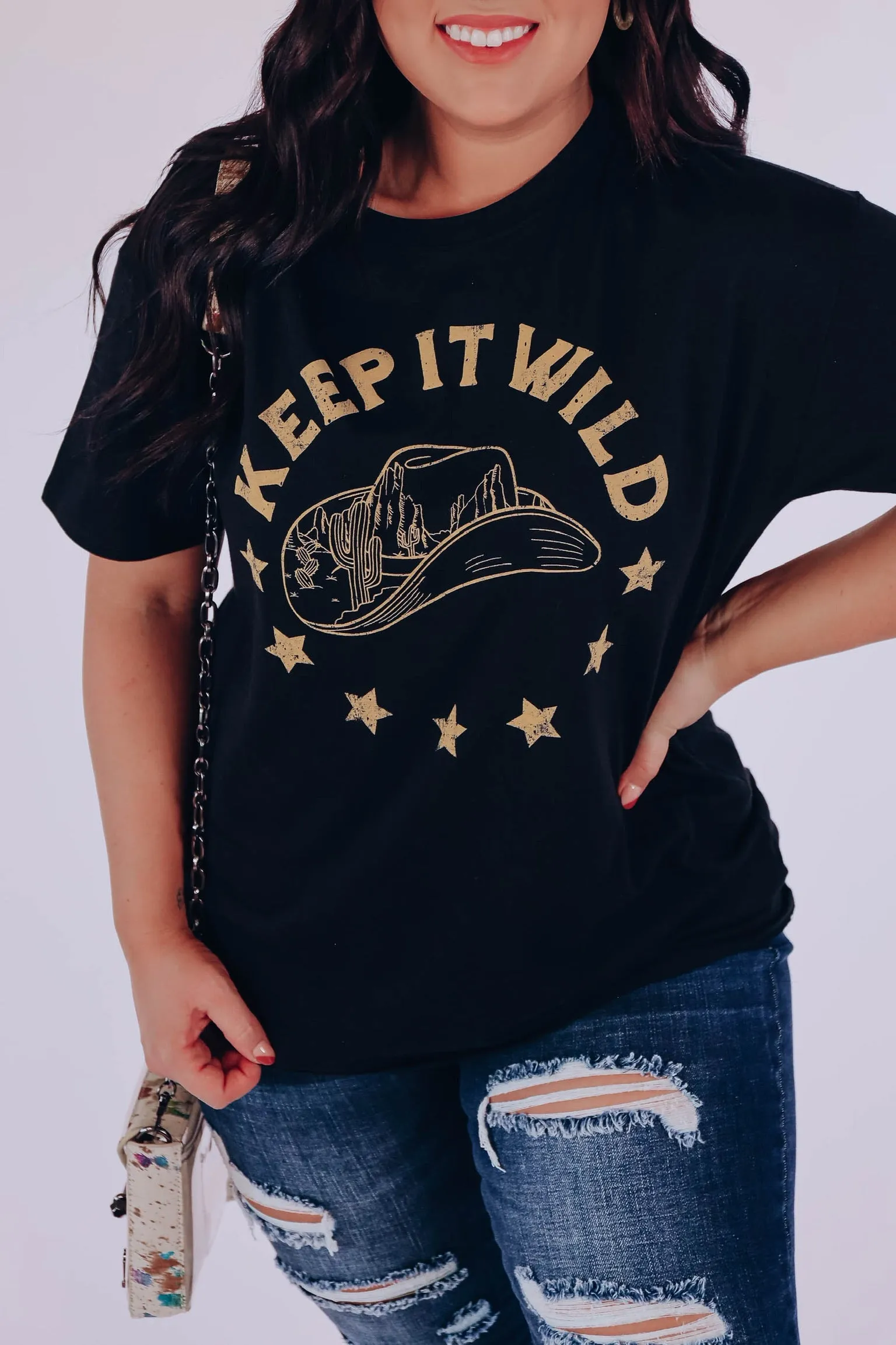 Keep It Wild Western Graphic Tee - Black