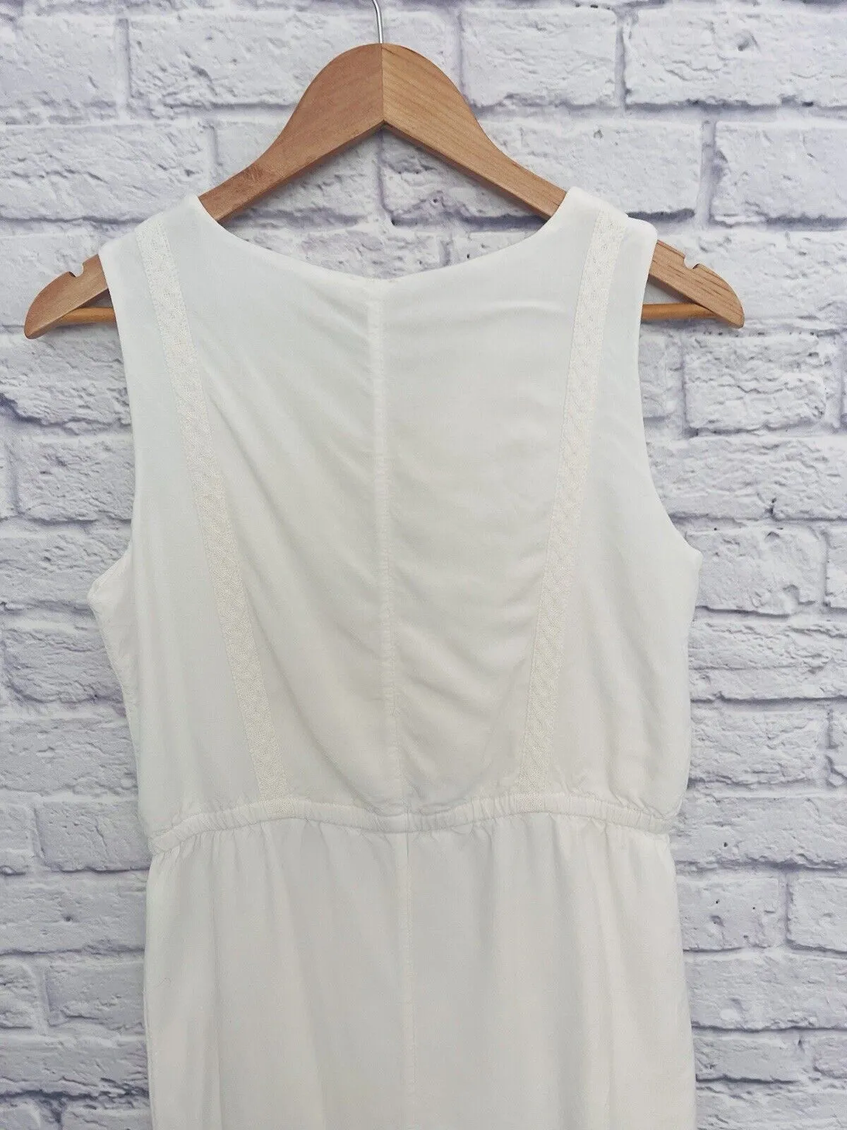 KENZIE White Turquoise Dress Beaded Sz 6 Sleeveless Cotton Lined Boho Western