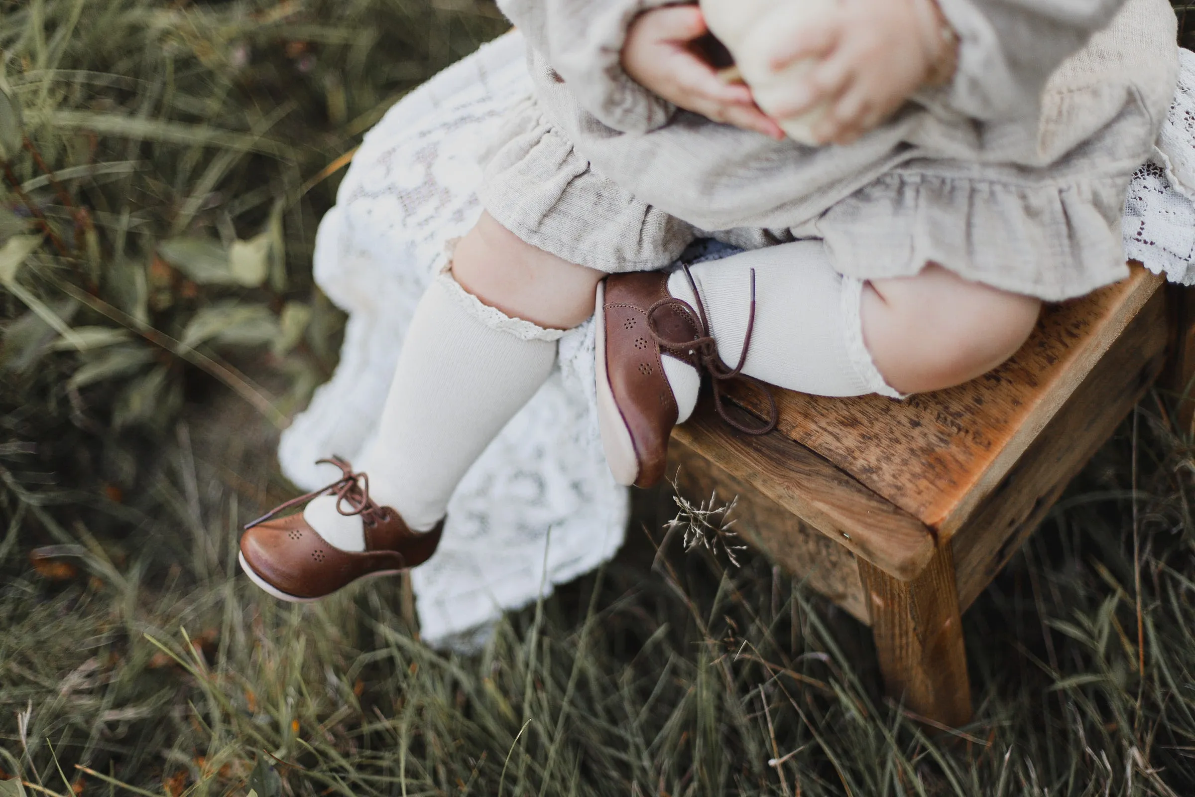 Knee High Socks with Lace Edging