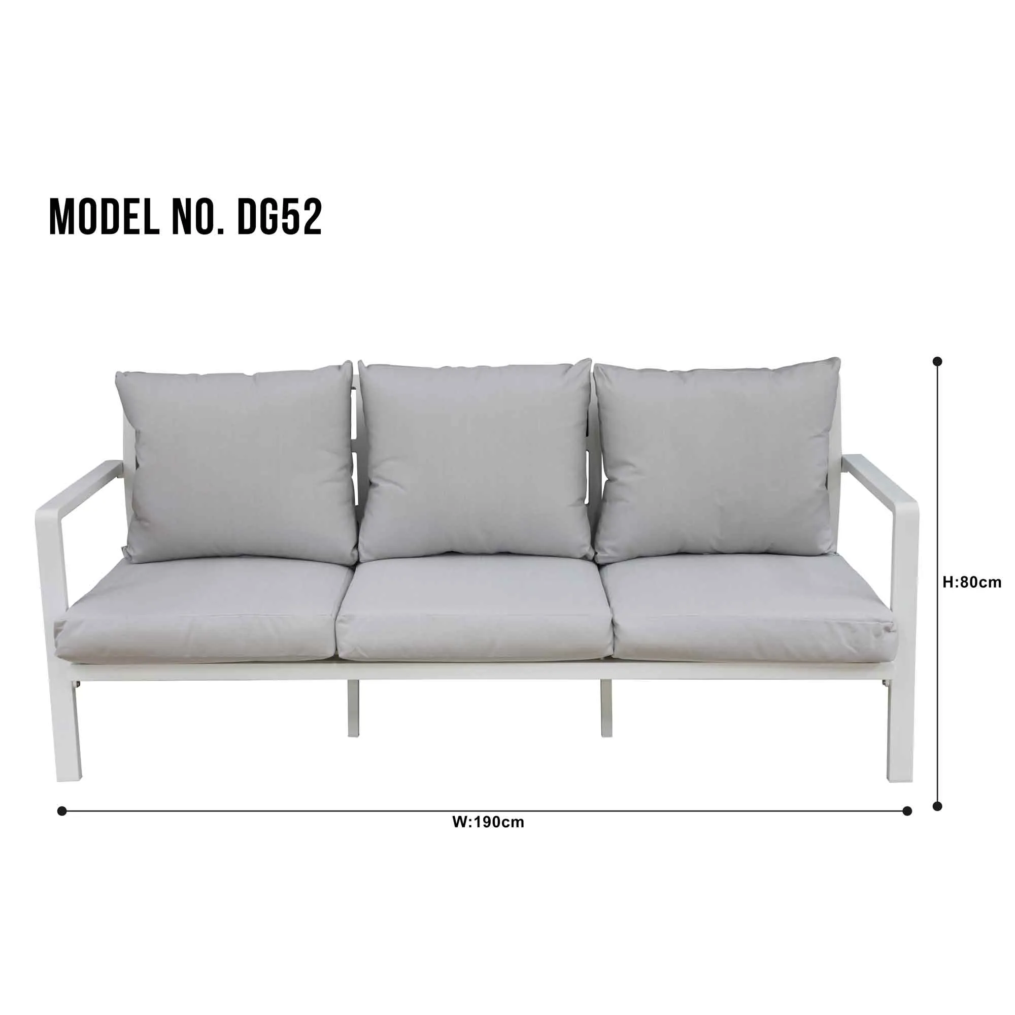Kyoto 4 Piece Aluminium Outdoor Sofa & Coffee Table Set, White - DG52