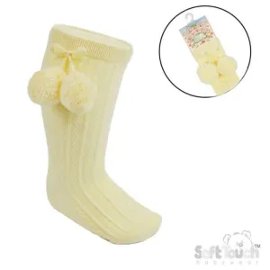 Lemon Knee High Pom Socks