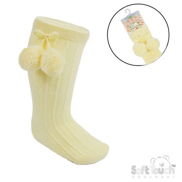 Lemon Knee High Pom Socks