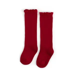 Little Stocking Co Lace Top Knee High Socks - Cherry Lace