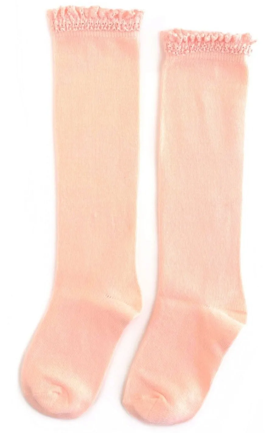 Little Stocking Co Lace Top Knee High Socks - Creamsicle