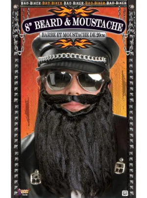 Long Biker Beard & Moustache