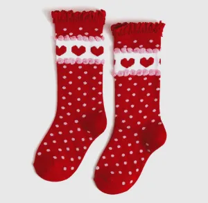 LSC knee high socks - red hearts