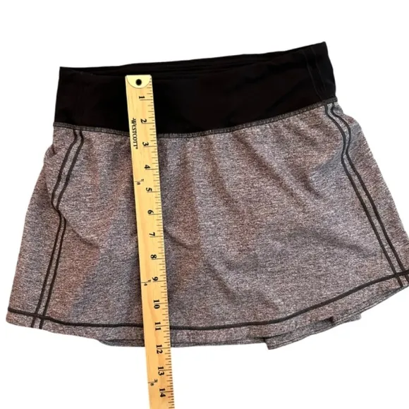 Lululemon Pace Rival Skirt Lined Tall Gray/Black Womens Size 2 Tennis Sports Gym