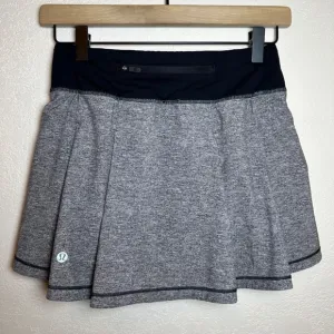 Lululemon Pace Rival Skirt Lined Tall Gray/Black Womens Size 2 Tennis Sports Gym