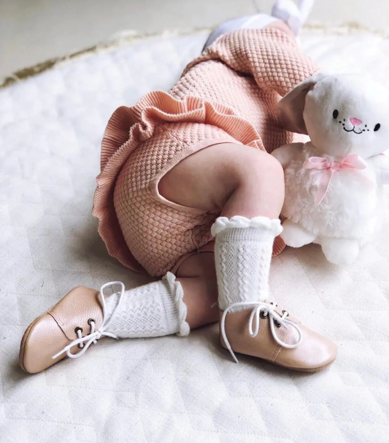 Mamer Chain Knee High Socks - White