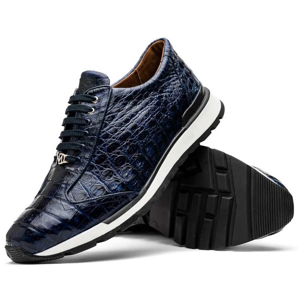 Marco Di Milano Alonzo Navy Genuine Caiman Crocodile Casual Sneakers